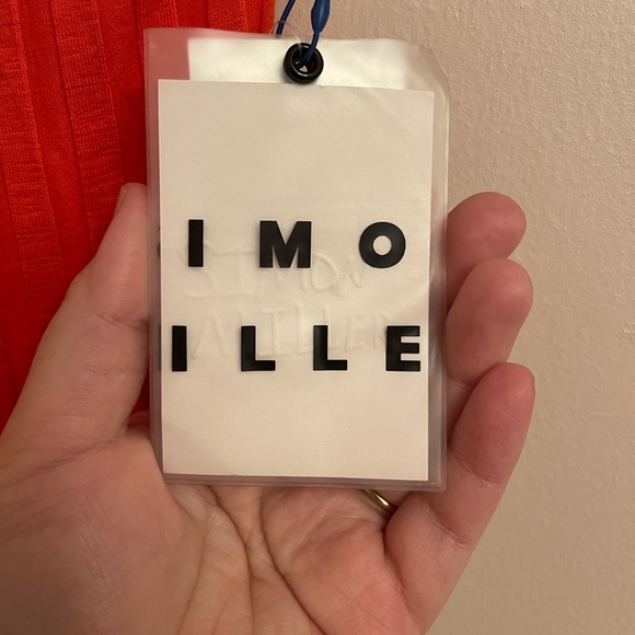 NWT SIMON MILLER Rib Janga Halter-Style Midi Dress in Hibiscus Size Medium - Picture 9 of 9